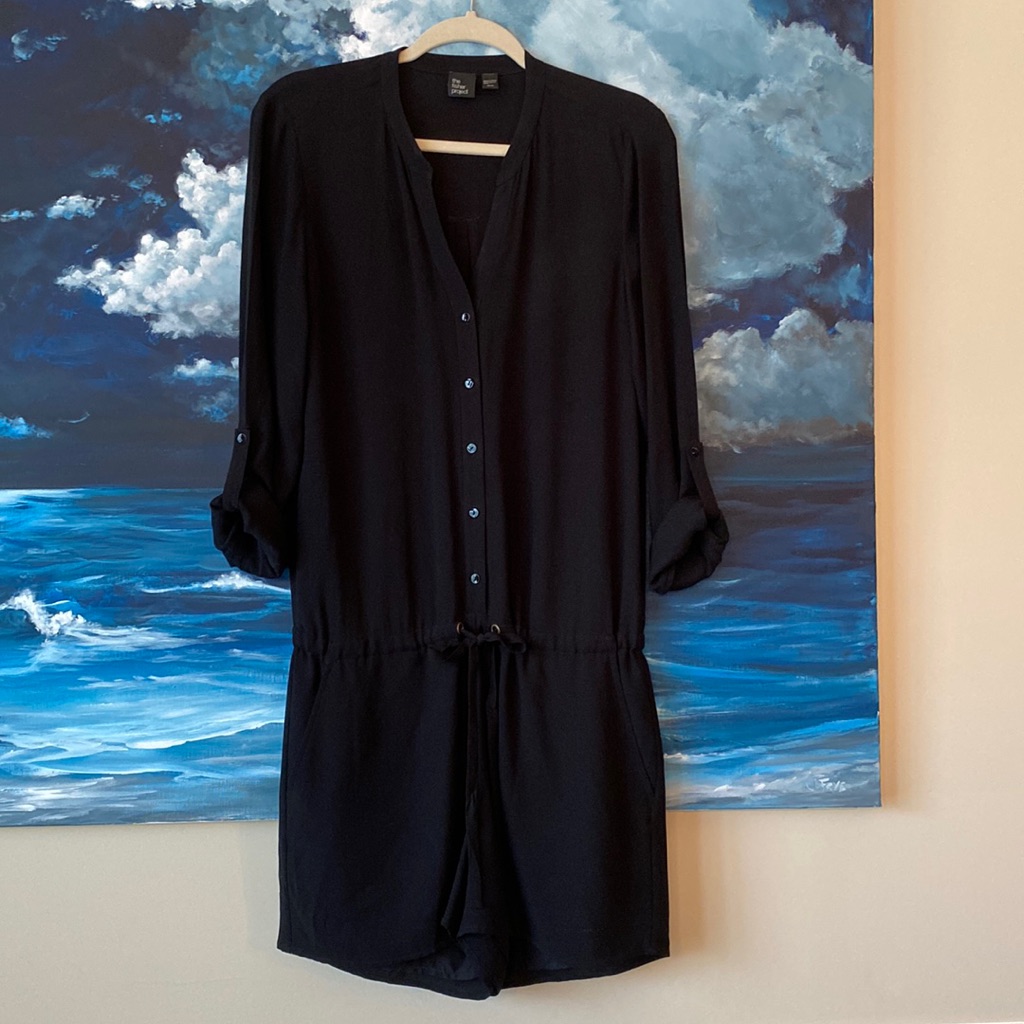 Eileen Fisher The Fisher Project 100% Silk Georgette Crepe Shorts Jumpsuit